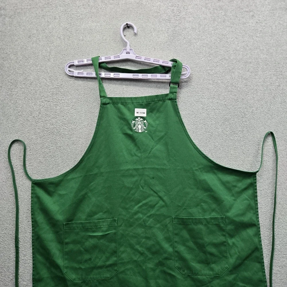 Starbucks Men M Green Embroidered Apron Canvas Workwear READ